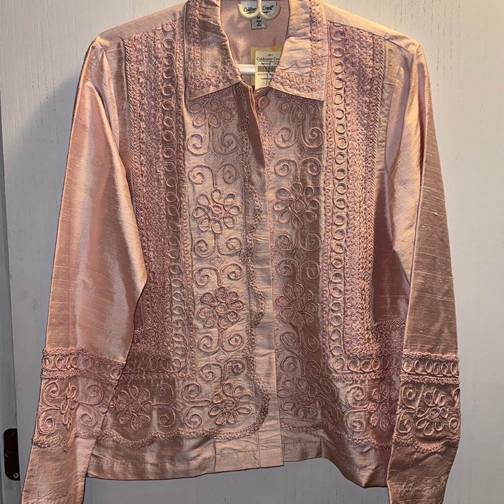 Coldwater Creek Silk Jacket/Blazer.Light Pink. Detailed and delicate. Sz Med NWT